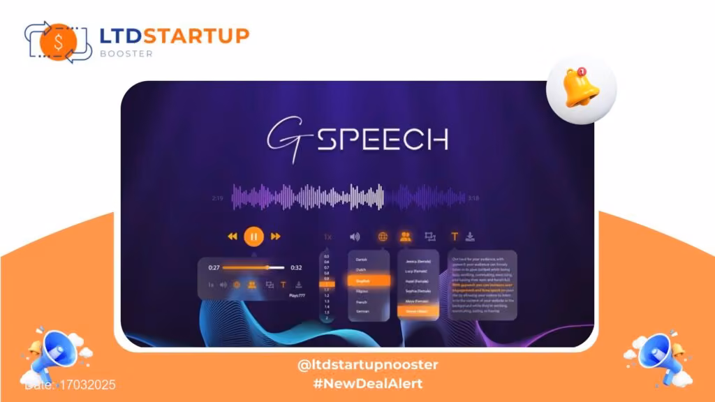 [New LTD] GSpeech - Narrate any text with lifelike AI voices cover