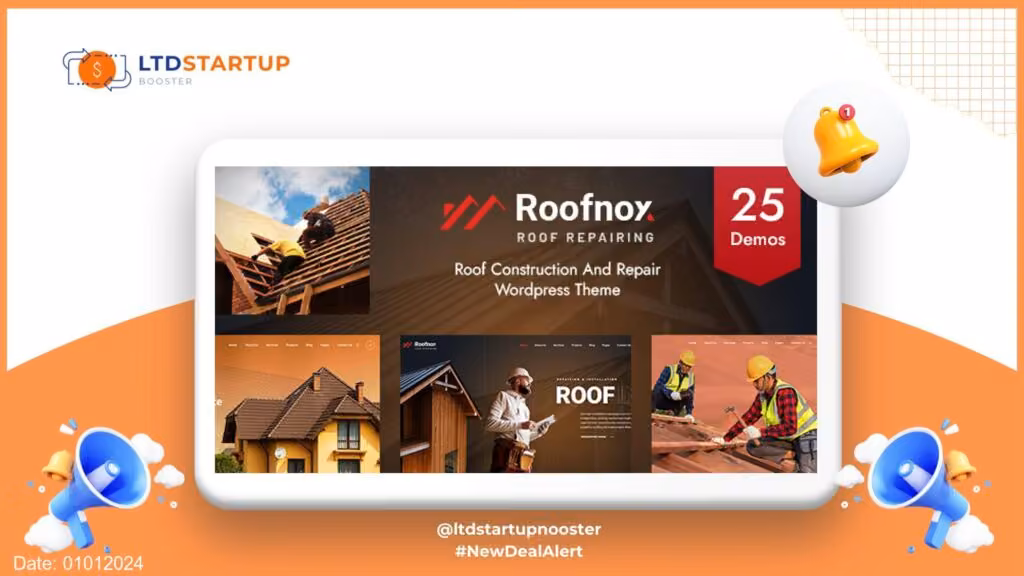 Roofnox - Roof Construction and Repair WordPress Theme cover